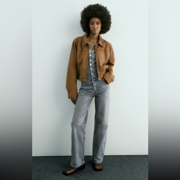 Zara waxed Cropped Jacket - Picture 4 of 11